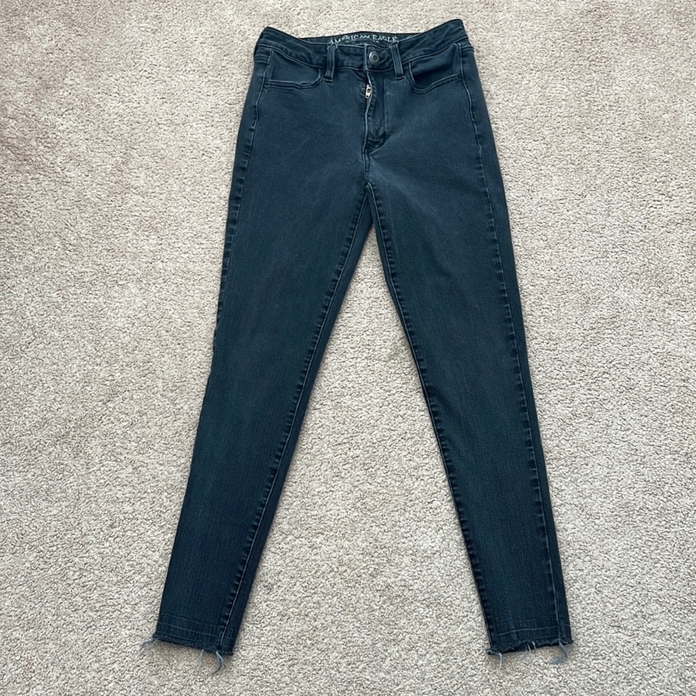 American Eagle Super High Rise Black Jeggings - Long Length